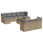 vidaXL Salon de jardin 11 Pièces avec coussins beige résine tressée