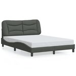 vidaXL Cadre de lit sans matelas gris foncé 140x190 cm tissu