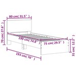 vidaXL Cadre de lit tête de lit et lumières LED chêne sonoma 75x190 cm