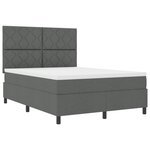 vidaXL Lit à sommier avec matelas & LED gris foncé 160x200 cm en tissu