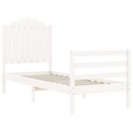 vidaXL Cadre de lit avec tête de lit blanc petit simple bois massif
