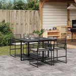 vidaXL Ensemble à manger de jardin coussins 5Pièces noir résine tressée