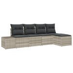 vidaXL Ensemble de Canapés de Jardin 5 Pièces avec Coussins Gris Clair en Rotin