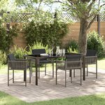 vidaXL Ensemble de salle à manger de jardin 5 pièces avec coussins en poly rattan gris