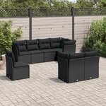 vidaXL Salon de jardin 8 Pièces avec coussins noir résine tressée
