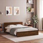 vidaXL Cadre de lit avec tête de lit chêne marron 140x200 cm
