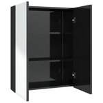 vidaXL Armoire à miroir de salle de bain 60x15x75 cm MDF Noir brillant
