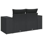 vidaXL Canapé de jardin avec coussins 2 places noir résine tressée