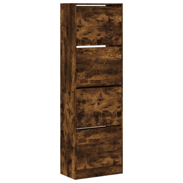 vidaXL Armoire à chaussures 4 tiroirs rabattables chêne fumé