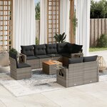 vidaXL Salon de jardin 9 Pièces avec coussins gris résine tressée