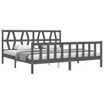 vidaXL Cadre de lit avec tête de lit gris 200x200 cm bois massif