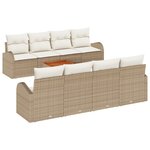 Set de Canapé de Jardin 9 Pièces avec Coussins Beige en Rattan Poly