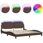 vidaXL Cadre de lit avec LED sans matelas marron 180x200 cm