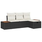 Ensemble de 4 Pièces de Canapé de Jardin avec Coussins Noir en Rattan Poly