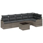 Ensemble de Canapés de Jardin 6 Pièces avec Coussins Noir Poly Rattan