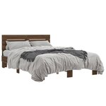 vidaXL Cadre de lit chêne marron 120x190 cm bois d'ingénierie et métal