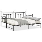 vidaXL Cadre de lit jour avec lit gigogne Noir 107x203 cm Acier