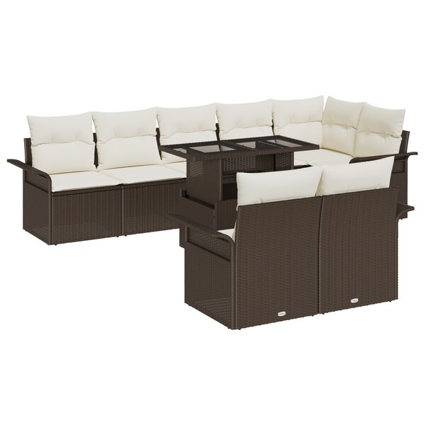Ensemble de canapé de jardin en 9 pièces avec coussins en poly rattan marron vidaXL