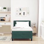 Lit à ressort vidaXL avec matelas Vert foncé 90x200 cm Velours