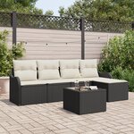 Canapé jardin 5 pièces avec coussins poly rotin marron