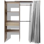 Vidaxl garde-robe avec rideau réglable en largeur 121-168 cm chêne