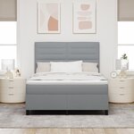 vidaXL Lit à ressorts avec matelas & LED Gris clair 160x200 cm Tissu