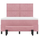 vidaXL Lit à ressort avec matelas & banc rose 140x190 cm en velours