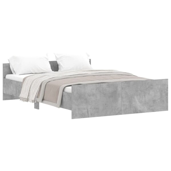 vidaXL Cadre de lit tête de lit et pied de lit gris béton 135x190 cm