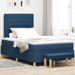 vidaXL Lit à Ressorts avec Matelas & Banc Bleu 120x200 cm Tissu