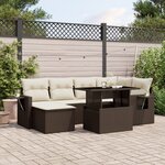 vidaXL Salon de jardin avec coussins 7 Pièces marron résine tressée