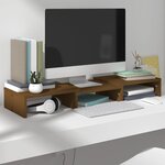 vidaXL Support de moniteur Marron miel 60x24x10 5cm Bois de pin solide