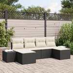 vidaXL Ensemble Canapé de Jardin 6 Pièces avec Coussins Noir Poly Rattan