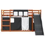 vidaXL Lit superposé avec toboggan et rideaux blanc et noir 90x200 cm
