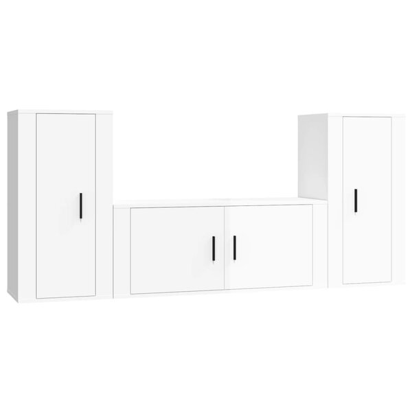 vidaXL Ensemble de meubles TV 3 Pièces Blanc brillant Bois d'ingénierie