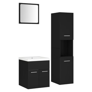 vidaXL Ensemble de meubles de salle de bain Noir Aggloméré