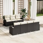 vidaXL Set de sofa de jardin de 8 pièces avec coussins en rotin noir poli