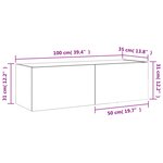 vidaXL Meuble TV mural avec lumières LED chêne marron 100x35x31 cm