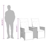 vidaXL Canapé de jardin inclinable 2 places avec table marron rotin