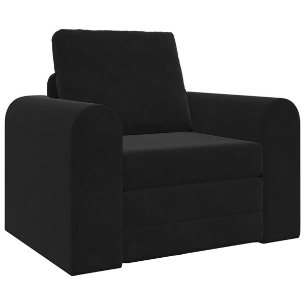 vidaXL Canapé Lit au Sol 2-en-1 Noir 98x71x83 cm Velours