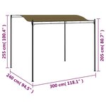 vidaXL Auvent de parasol 3x2 4 m Taupe 180 g/m²