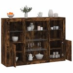 vidaXL Buffets avec lumières LED 3 Pièces chêne fumé bois d'ingénierie