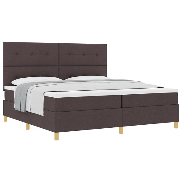 vidaXL Lit ressort Brun foncé 200x200 cm Tissu