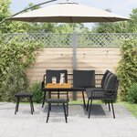 vidaXL Ensemble de 4 canapés de jardin avec coussins en poly rotin noir