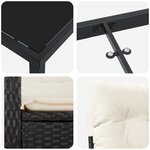 vidaXL Ensemble de salle à manger de jardin de 7 pièces avec coussins Noir Poly Rattan