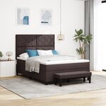 vidaXL Lit à Ressorts avec Matelas & Banc Brun Foncé 160x200 cm Tissu