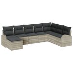 Ensemble de canapé de jardin 8 pièces vidaXL avec coussins gris clair en rotin poly