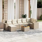 vidaXL Salon de jardin avec coussins 8 Pièces beige résine tressée