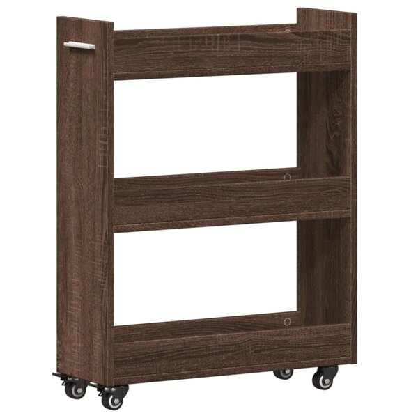 vidaXL Armoire avec roues chêne marron 60x22x79 cm bois d'ingénierie