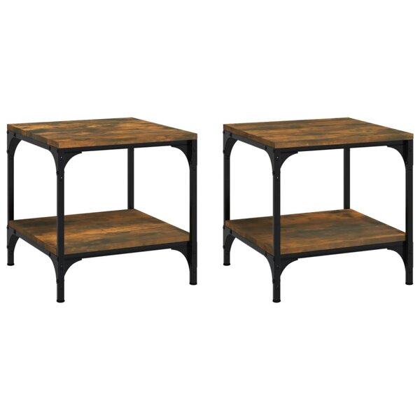 vidaXL Tables d'appoint 2 Pièces Chêne fumé 40x40x40 cm Bois d'ingénierie