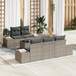 vidaXL Ensemble de Canapé de Jardin 6 pièces avec Coussins en Rattan Gris